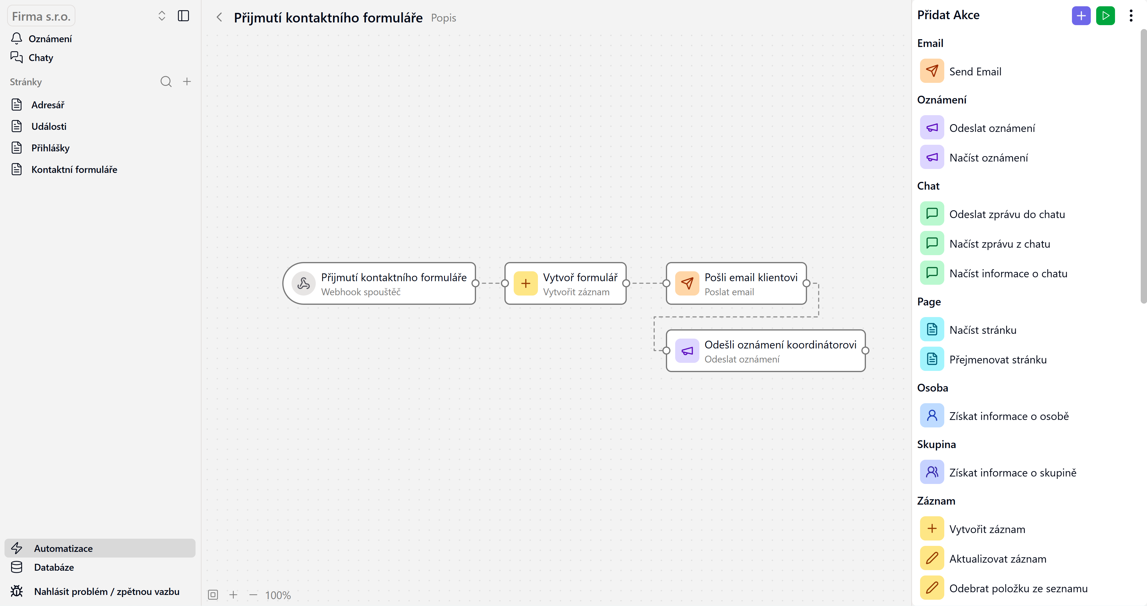 Náhled databází a dokumentů v Apexloopu